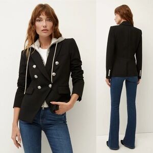 Veronica Beard Miller Dickey Jacket Black Silver Button Front